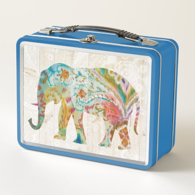 Boho Paisley Elefant II Metall Lunch Box (Vorderseite)