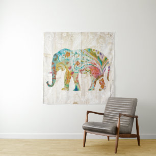 Boho Paisley Elefant II Wandteppich