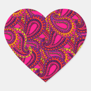 Boho Paisley Herz-Aufkleber