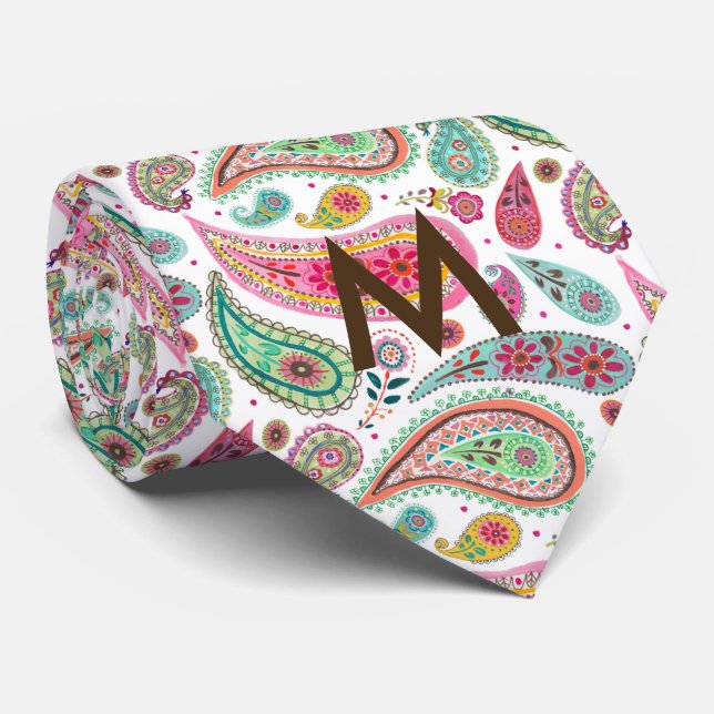 Boho Paisley Multicolor mädchenhaft monogramm Krawatte (Gerollt)
