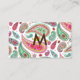 Boho Paisley Multicolor mädchenhaft monogramm Visitenkarte