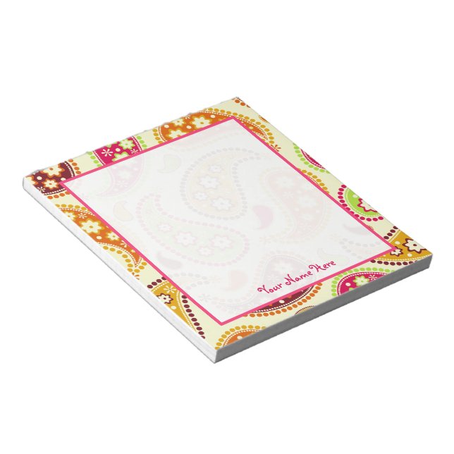 Boho Paisley Personalisiert Notepad Notizblock (angewinkelt)