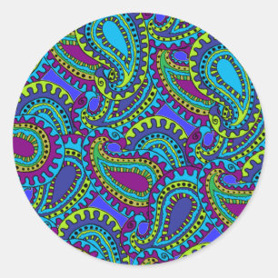 Boho Paisley Runder Aufkleber