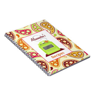 Boho Paisley u. Retro Ofen-Rezept-Notizbuch Notizblock