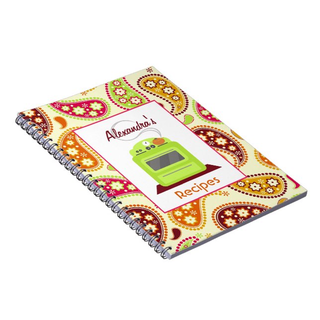 Boho Paisley u. Retro Ofen-Rezept-Notizbuch Notizblock (Rechte Seite)