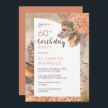 Boho Palm Blätter | Hydrangeas 60. Geburtstagspart Einladung<br><div class="desc">Whimsical Aquarell getrocknete leichte Terrakotta Hydrangeas und Palmen Blätter florale "60th Birthday Party" Frau Geburtstagsdesign. Composite Design von Holiday Hearts Designs (Rechte vorbehalten).</div>