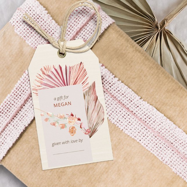 Boho Palm Dried Fan Blätter Display Dusche Geschenkanhänger (Display Shower gift tags from my Boho Palm Bridal Shower Collection)