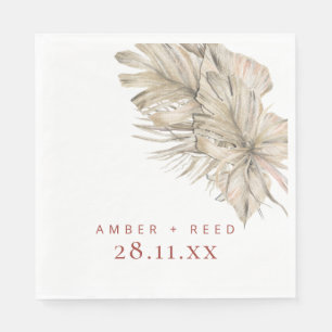 Boho Palm Foliage Terracotta Rust Modern Arch Serviette