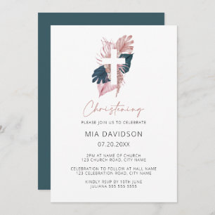 Boho Palm Green Pink Aquarellfarben Einladung