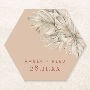 Boho Palm Hexagon Untersetzer Rodelbahn mit Aussic