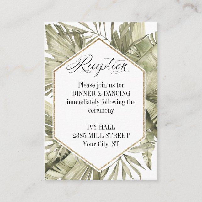 Boho Palm Leaf Wedding Frame Begleitkarte (Vorderseite)