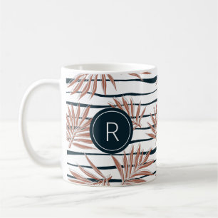 Boho Palm Stripe Muster Monogram Kaffeetasse
