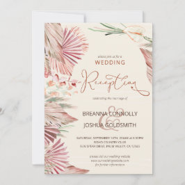 Boho Palm Trockenfoliage Hochzeitsempfang Einladung