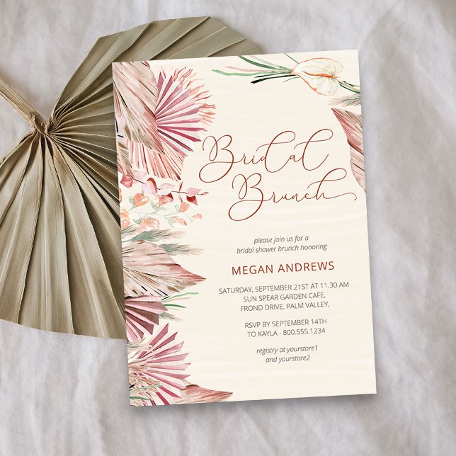 Boho Palm Tropical Foliage Bridal Brunch Einladung (Bridal Brunch invitation from my Boho Palm Bridal Shower Collection)