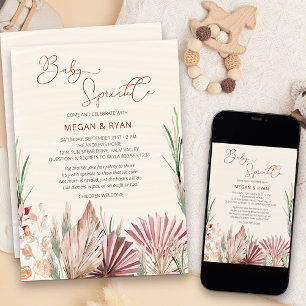 Boho-Palme getrocknetes Laub rustikale Babyparty Einladung