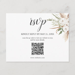 Boho Pampa Gras Blätter Hochzeit RSVP Beilage Auto Begleitkarte