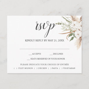 Boho Pampa Grasblätter Hochzeit RSVP Einlage Auto Begleitkarte