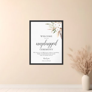 Boho Pampa Grass Greenery Unplugged Wedding Sign Poster
