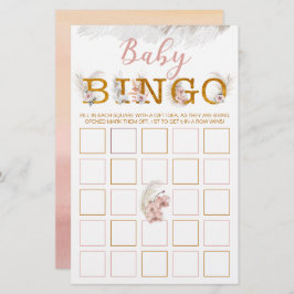 Boho Pampas Baby Dusche Bingo Game Card