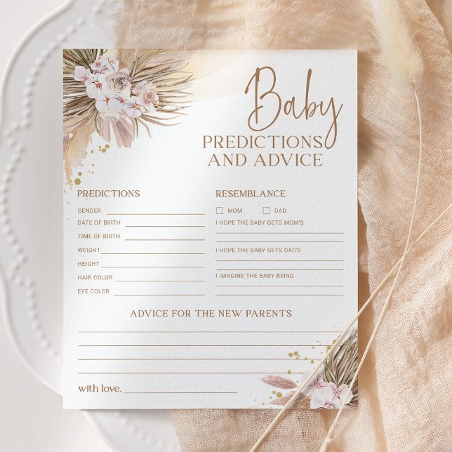 Boho Pampas Baby Predictions and Advice Cards (Von Creator hochgeladen)