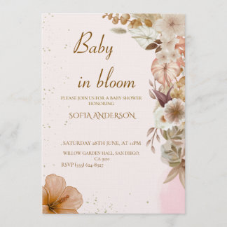 Boho-Pampas-Baby-Shower-Einladung, neutral modern Einladung