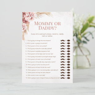 Boho Pampas Baby Shower Mommy Daddy Game Card Einladung