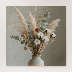 Boho-Pampas-Baumwolle-Eukalyptus-Neutrales Florale Puzzle