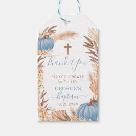 Boho Pampas Blue Pumpkin Taufe Tags Geschenkanhänger