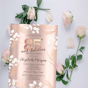 Boho Pampas Blume Rose Gold 85. Geburtstag Einladung