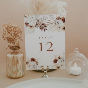 Boho Pampas Blumen Tisch Nummer Einladung