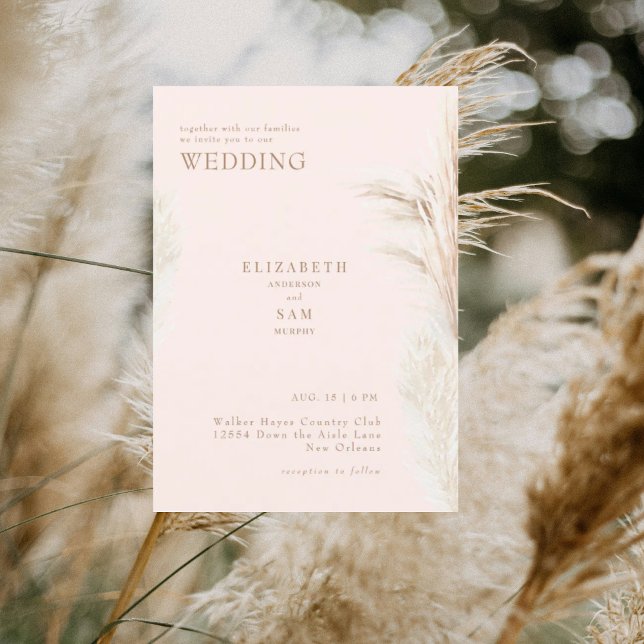Boho Pampas Blush mit Hochzeit Einladung (Von Creator hochgeladen)