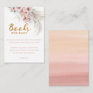 Boho Pampas Books for Baby Card Girl Mitteilungskarte
