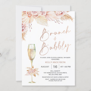 Boho Pampas Brunch Bubbly Bridal Dusche Einladung