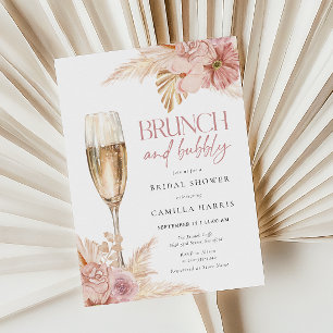 Boho Pampas Brunch Bubbly Bridal Dusche Einladung