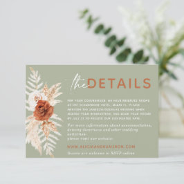 Boho Pampas Burnt Orange Wedding Details Card Begleitkarte