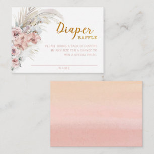 Boho Pampas Diaper Raffle Card Mitteilungskarte