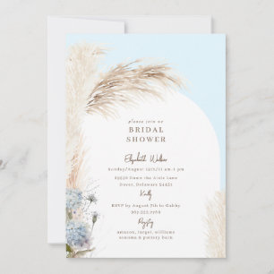 Boho Pampas Eisblaues Brautbad Einladung