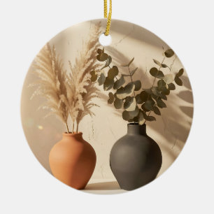 Boho-Pampas-Eukalyptus-Keramikvasen-Stillleben Keramik Ornament