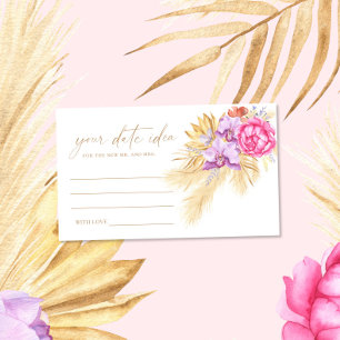 Boho Pampas Floral Date-Night-Ideen \ Date-Jar Begleitkarte