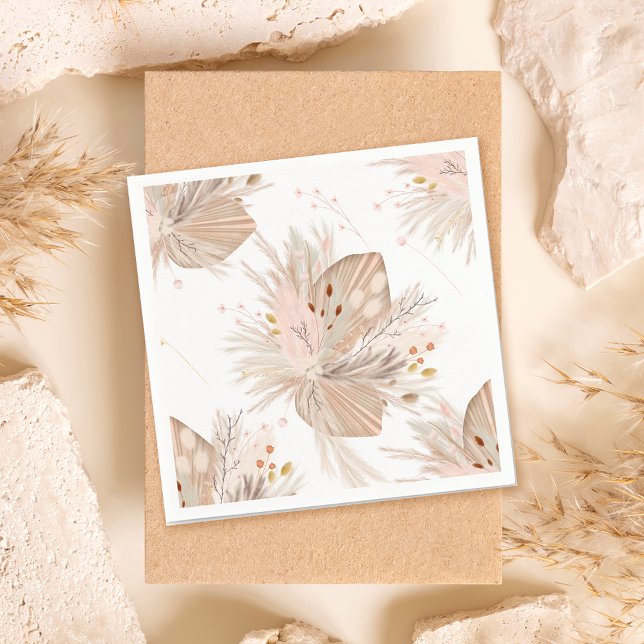 Boho Pampas getrocknetes Gras Wasserfarbmuster Wüs Serviette (Boho pampas dried grass watercolor pattern desert napkins)