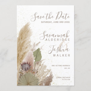 BOHO PAMPAS GRAS AQUARELL SAVE THE DATE EINLADUNG