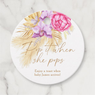 Boho pampas gras - Baby-Dusche Pop Geschenkanhänger