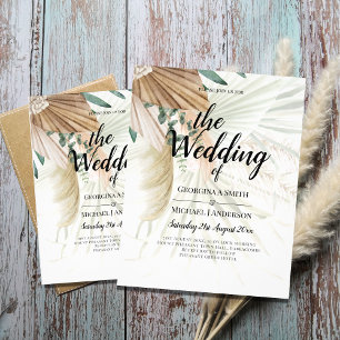 BOHO Pampas Gras Beige Grüne Terrakotta Hochzeit Flyer