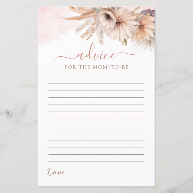 Boho Pampas Gras Blumenempfehlung zur Mama auf Kar (Vorderseite)