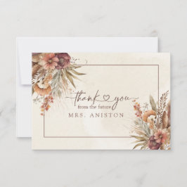 Boho Pampas Gras Brautparty danke Karte