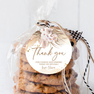 Boho Pampas Gras Danke Runder Aufkleber