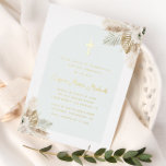 boho pampas gras erste kommune folie Einladung<br><div class="desc">Eine Pampas-Grasbogenfolie kreuz botanische Einladungskarte für die erste Kommunion. Farben und Text können personalisiert sein.</div>