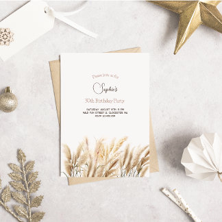 Boho Pampas Gras Erwachsene Einladung zum Geburtst
