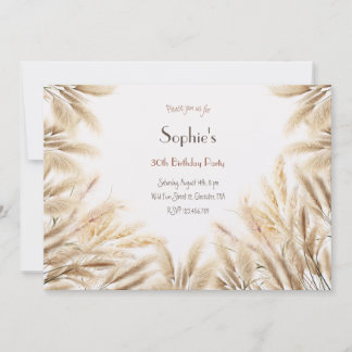 Boho Pampas Gras Erwachsene Einladung zum Geburtst