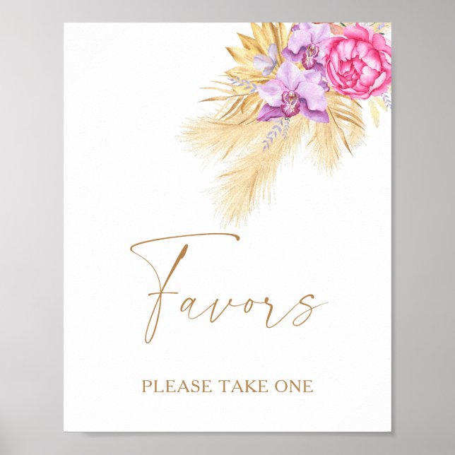 Boho Pampas Gras - Gefälligkeiten nehmen Sie bitte Poster (Vorne)